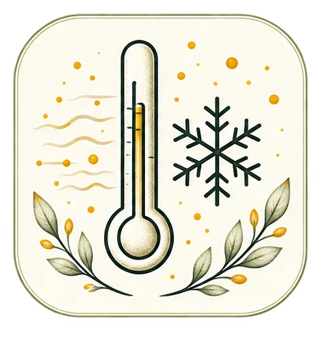 Illustration eines Thermometers und einer Schneeflocke