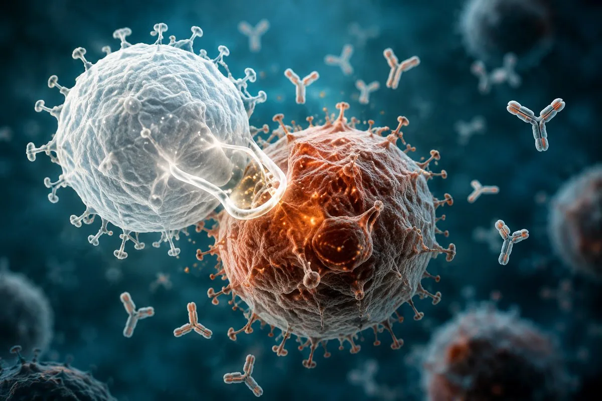 Immunzelle greift Krebszelle an