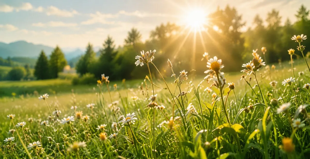 Blumenwiese im Sonnenlicht