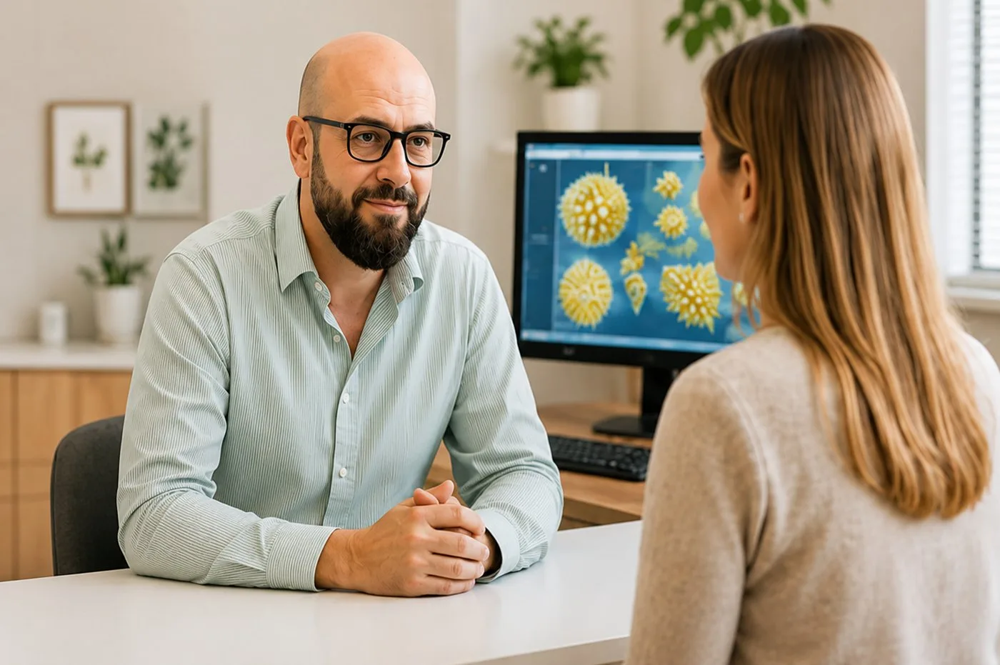 Allergologe im Gespräch mit Patientin