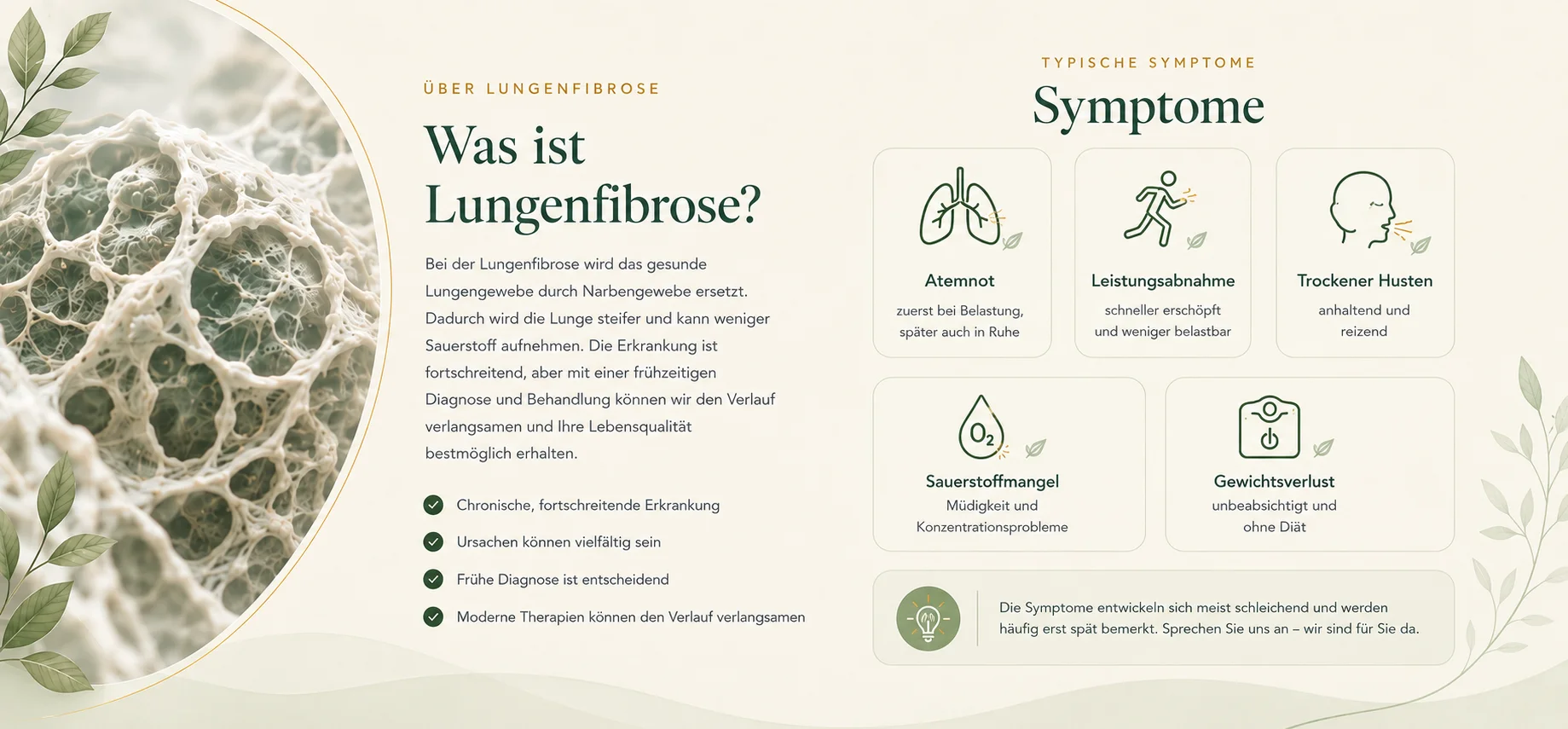Mikroskopische Darstellung von vernarbtem Lungengewebe.