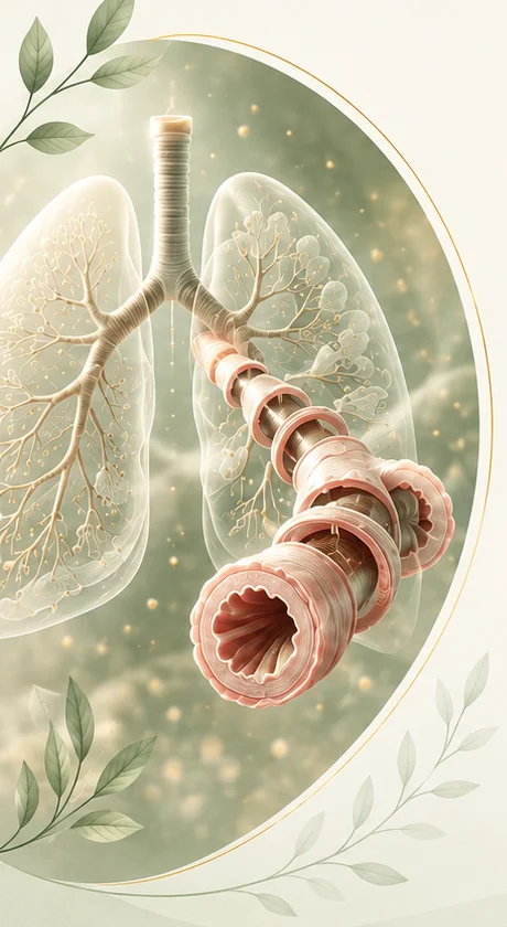 Medizinische Darstellung verengter Bronchien und der Lunge.